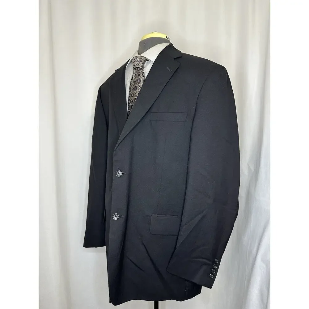 46L Slim Blazer Black Wool 2 Button Mens 3XL 48